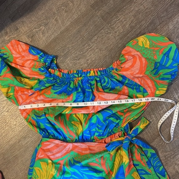 Flying Tomato ALL THE CHEER WOVEN ROMPER in Green size L Faux Wrap Skirt - Picture 14 of 16